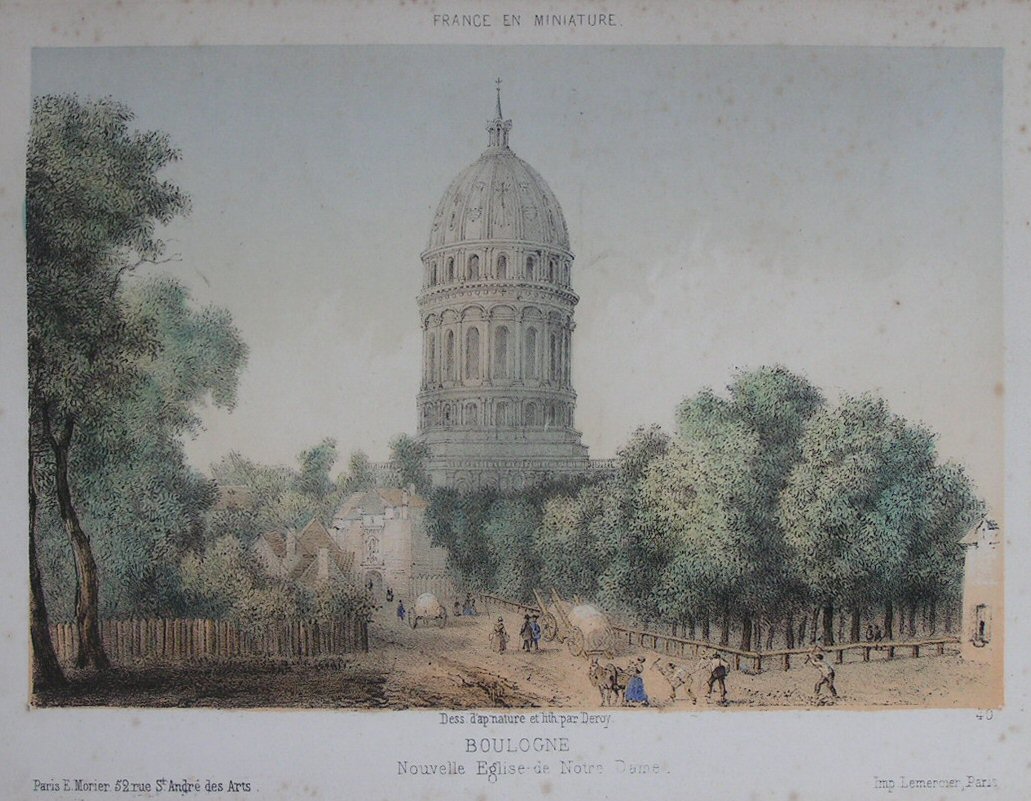 Lithograph - Boulogne. Nouvelle Eglise de Notre Dame - 